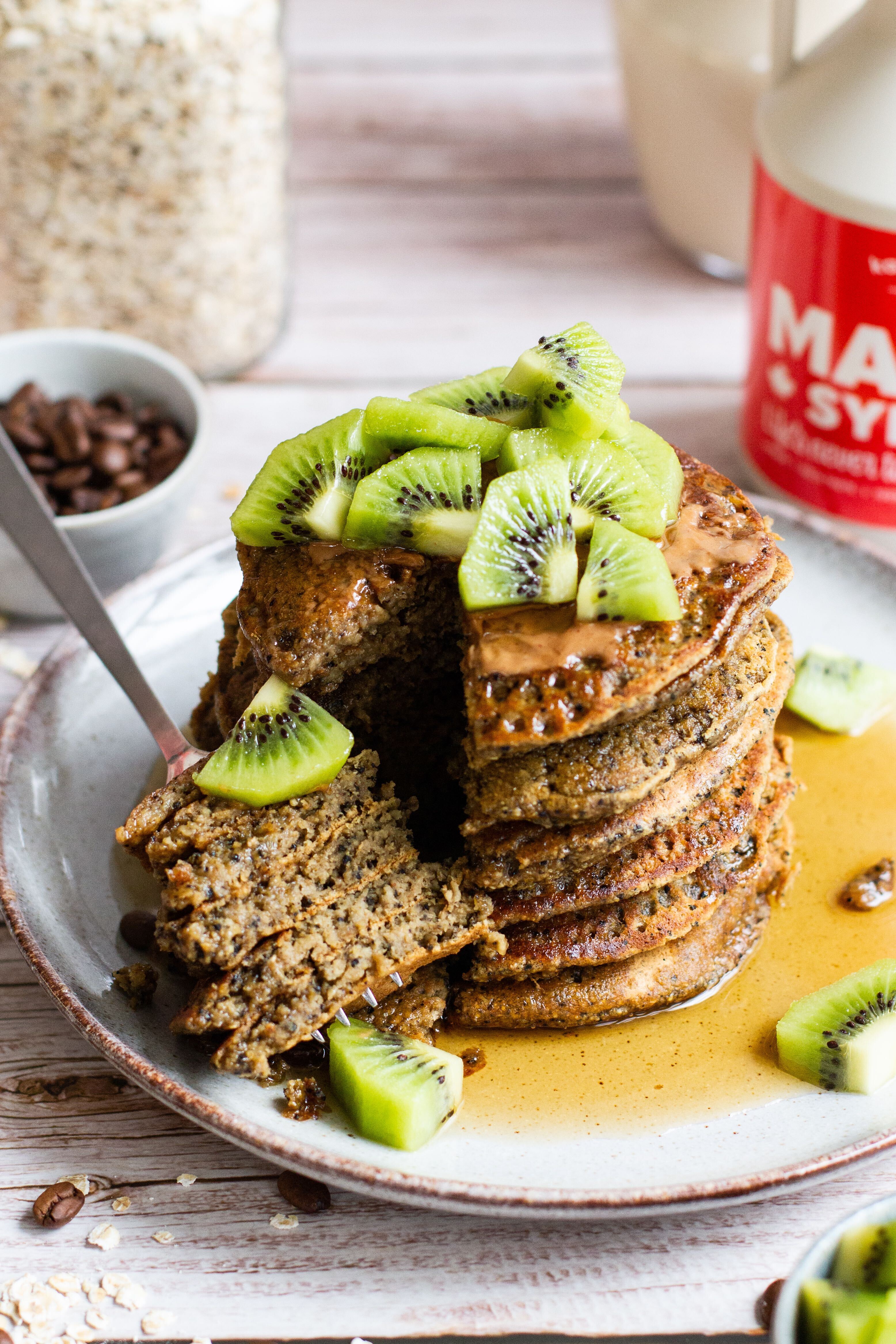 Zero waste vegan pancakes met koffiedik